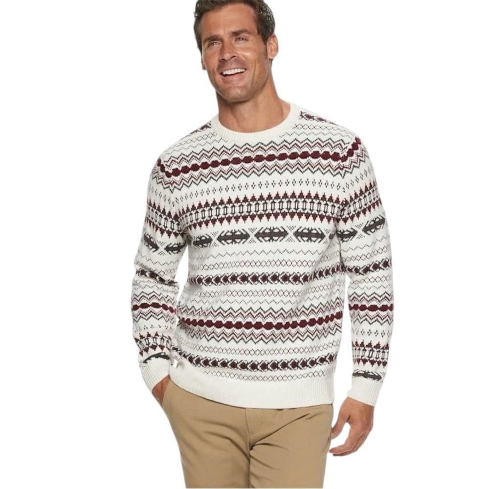 Croft & Barrow Fair Isle Crew Neck Heavy Knit Sweater. Multicolor. Men's. Sz L